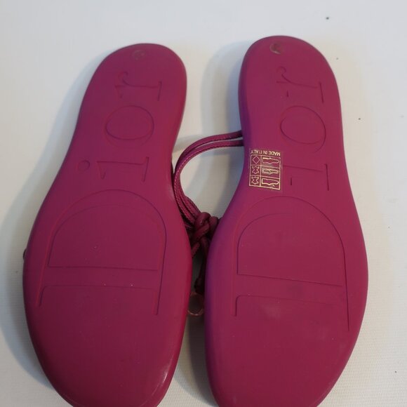Women Christian Dior Sweetie Magenta Faux Leather Thong Sandal 37.5/EU US/7.5 - Picture 6 of 10